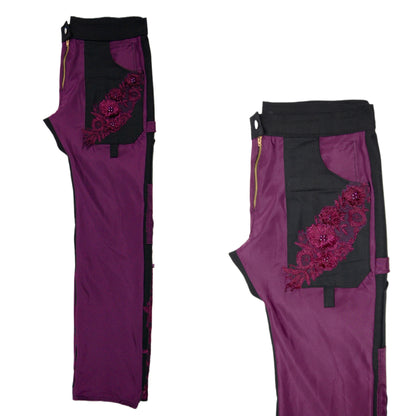 Purple Pearl Embroidered Carpenter Pants