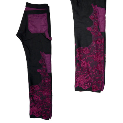 Purple Pearl Embroidered Carpenter Pants