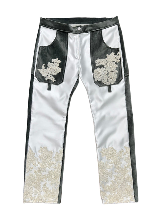 Silk Embellished Pocket Pants