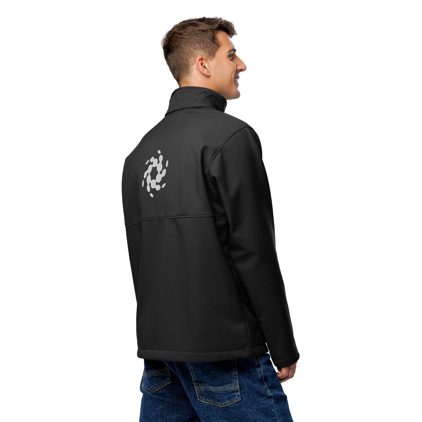 White Logo, Embroidered Soft Shell Jacket