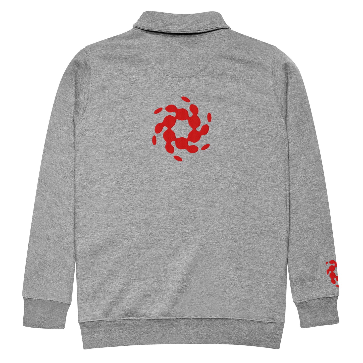 Red Embroidered Logo Fleece Pullover