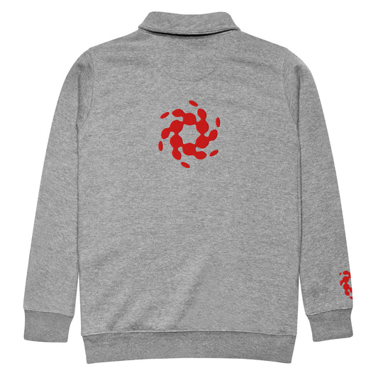 Red Embroidered Logo Fleece Pullover