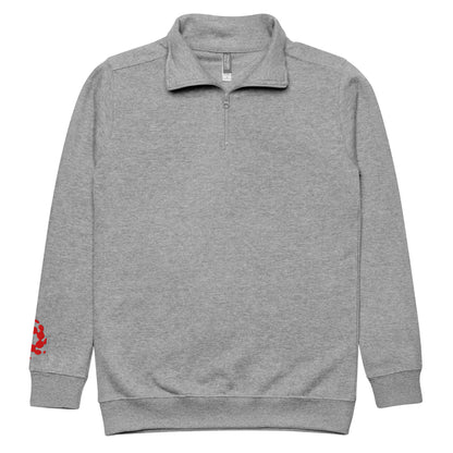 Red Embroidered Logo Fleece Pullover