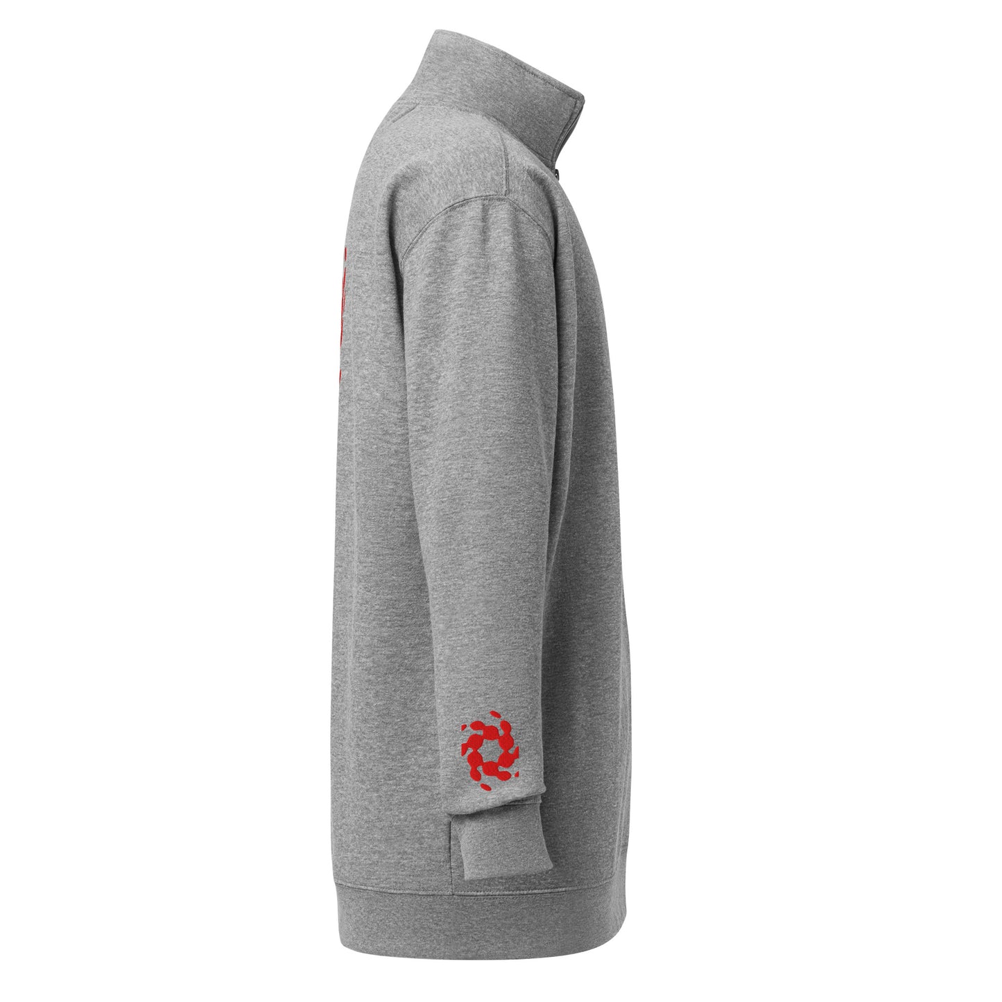 Red Embroidered Logo Fleece Pullover