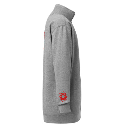 Red Embroidered Logo Fleece Pullover