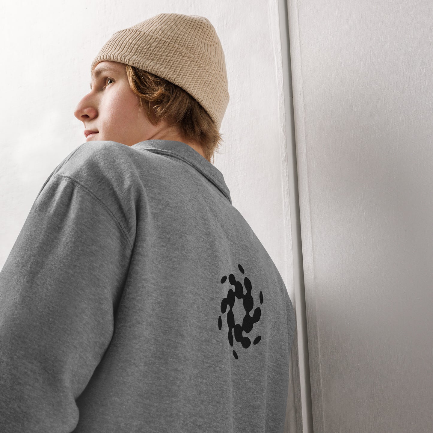 Black Embroidered Logo Fleece Pullover